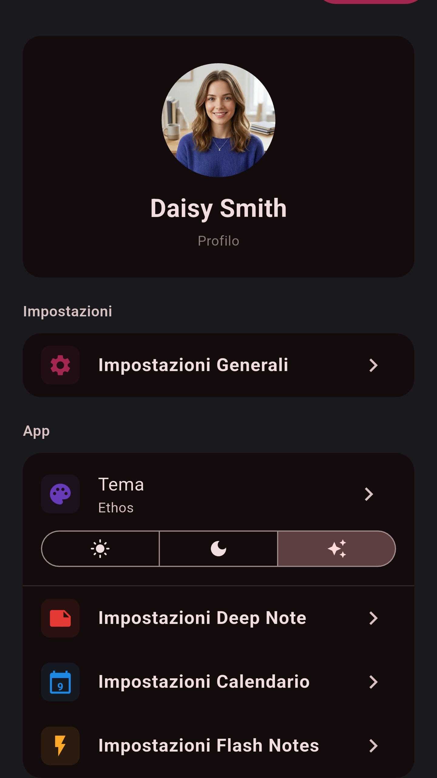 Impostazioni Ethos Note